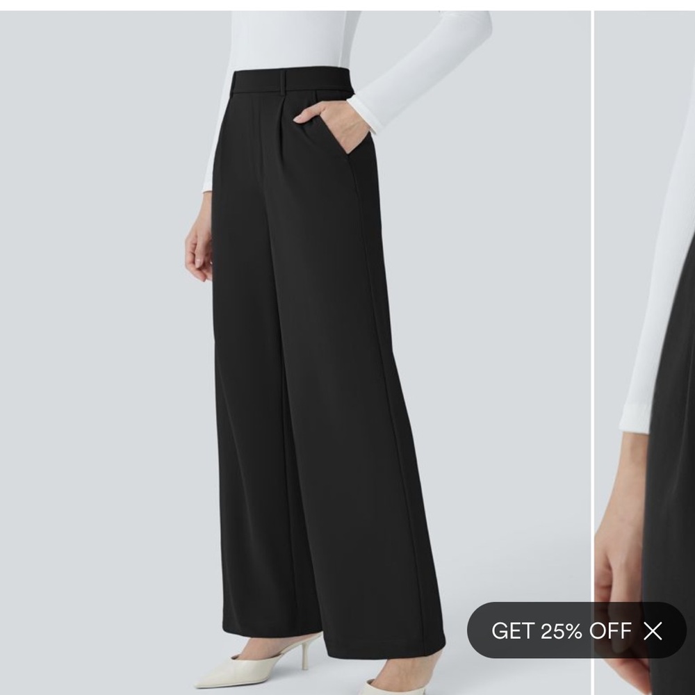 Halara high waisted straight leg work pants black